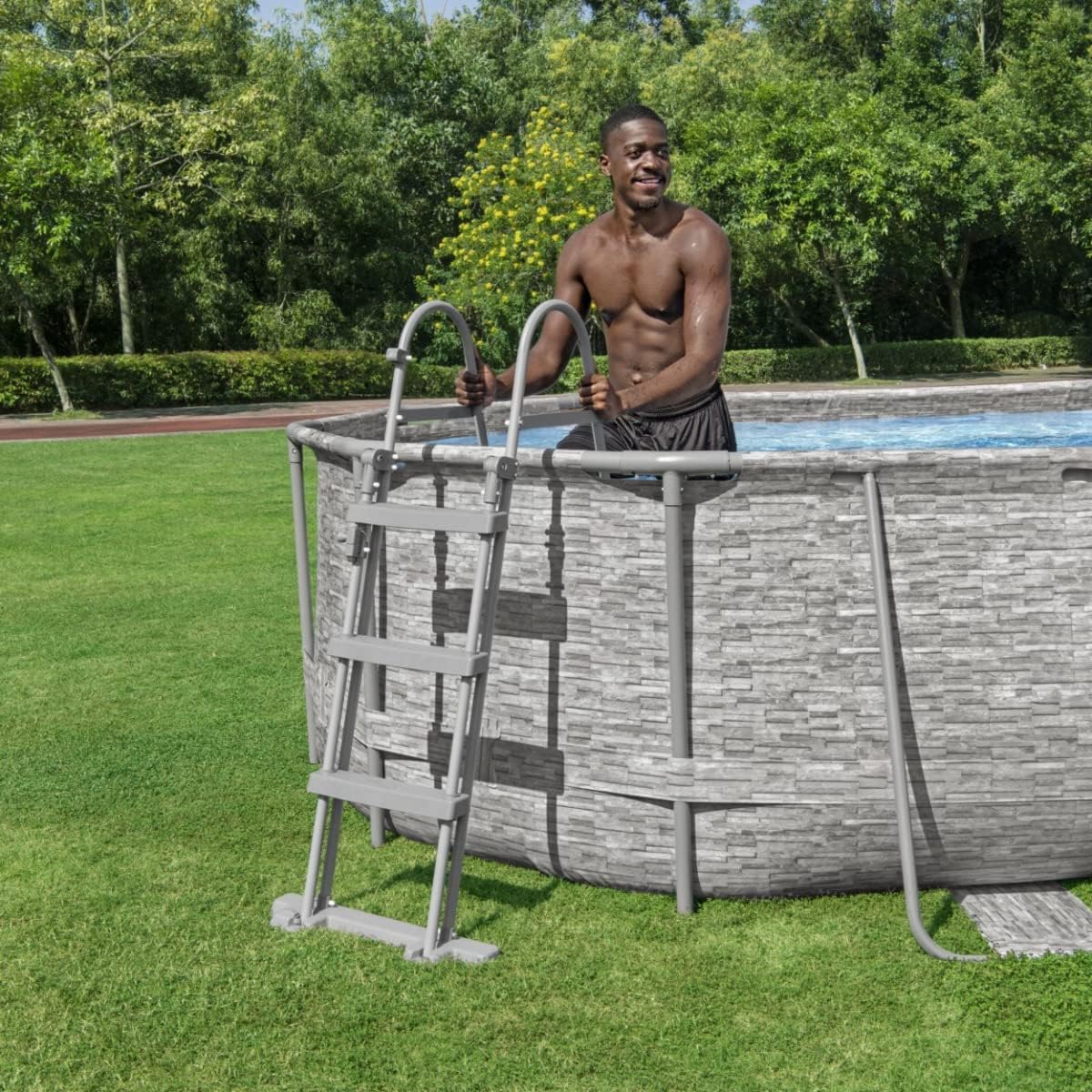 Bestway Pool Ladder, 42" Above Ground Swimming Pool Ladder with Steps, Easy to Assemble Pool Steps