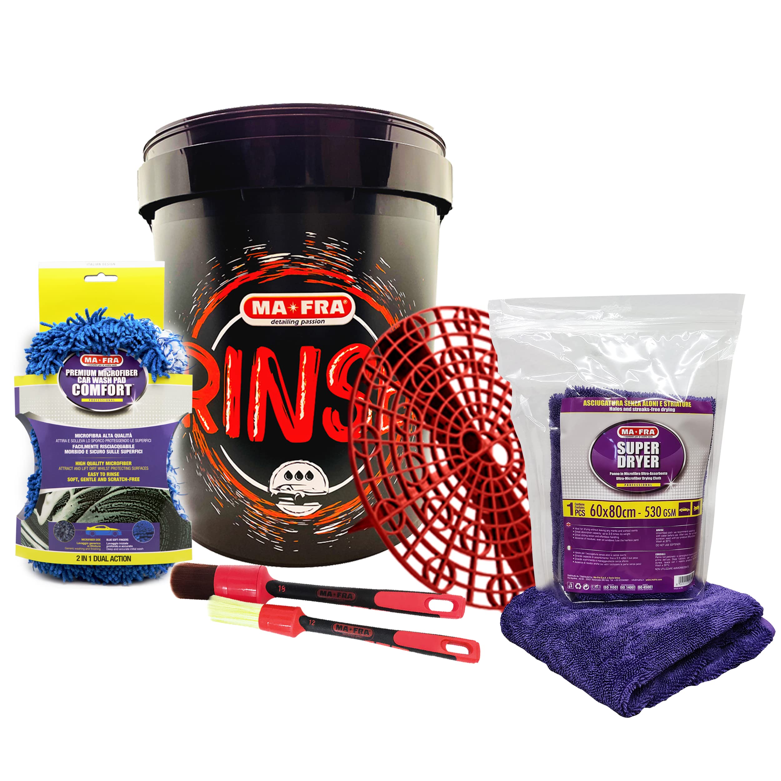 Ma-Fra Kit Accessori Lavaggio Auto, Kit Completo per Lavaggio Auto a Mano