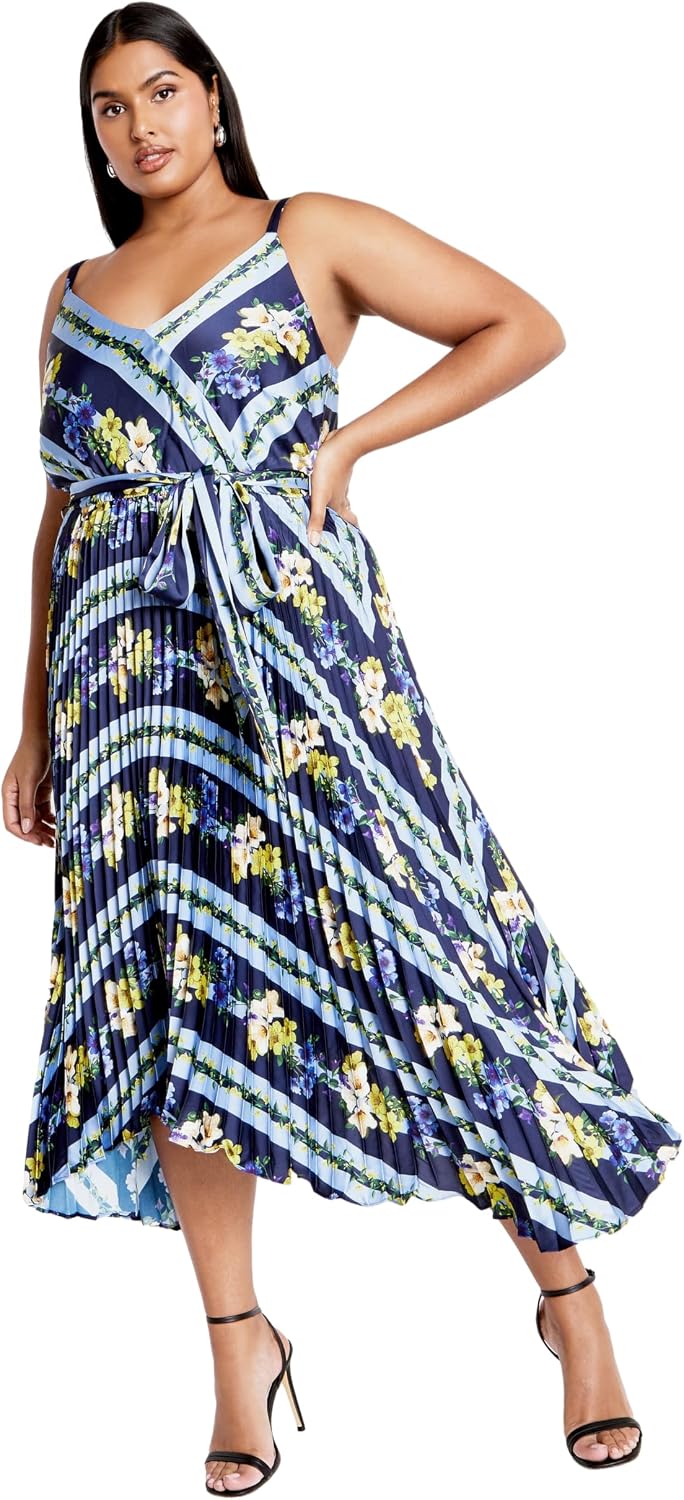 City Chic Plus Size Dress - Amelia Print Pleat