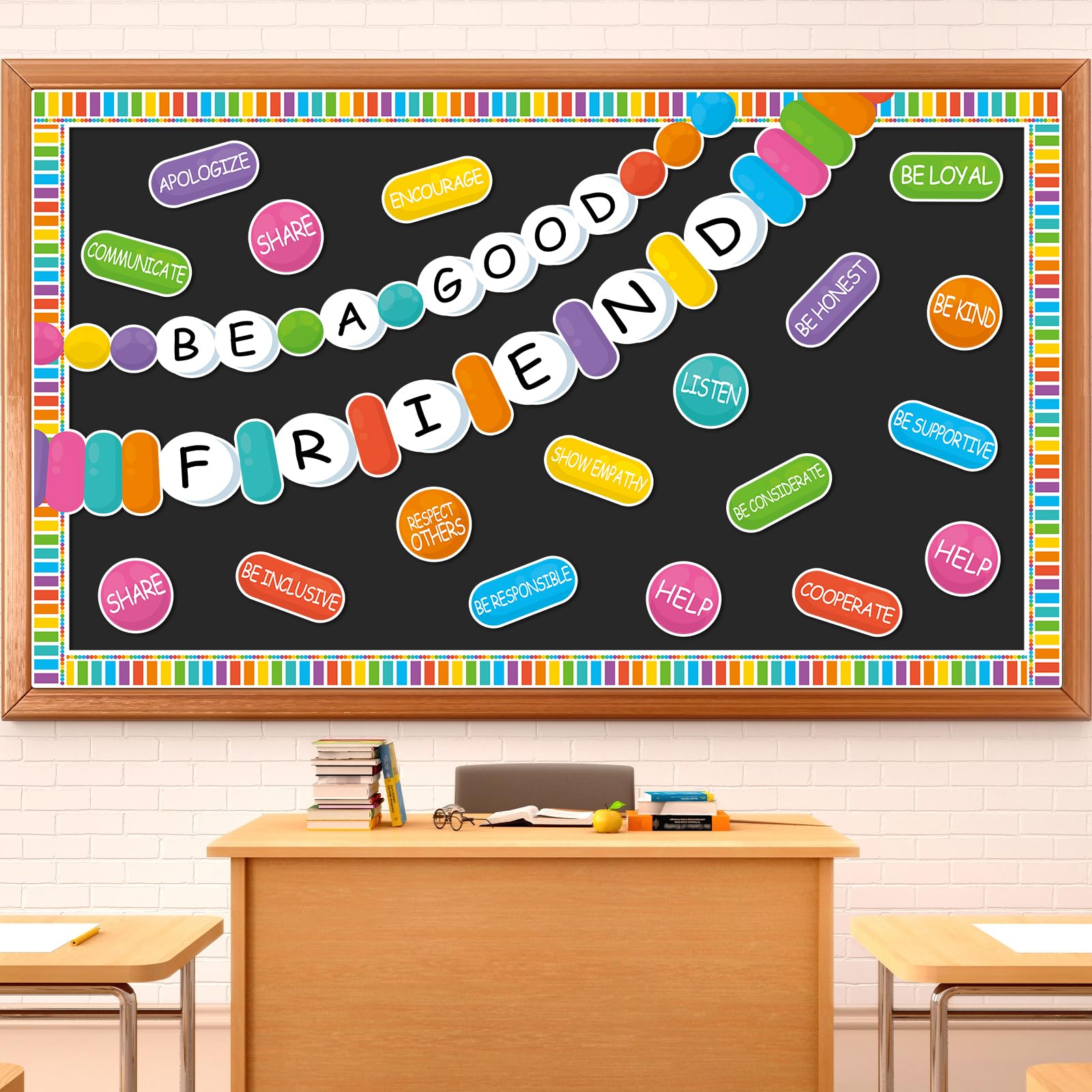 Lonfliness „Be A Good Friend“ Pinnwand-Set – 69-teilig, Bunt, Für Klassenzimmer, Kindergarten & Schulstart