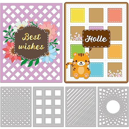 Amazon.com : Rectangle Grid Frame Metal Die Cuts,Rectangular Frame ...