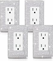 Vista 15 de 4 piezas de diamantes de imitación de imitación de madera de grano de pared cubierta de interruptor de luz de palanca, cubierta decorativa duradera