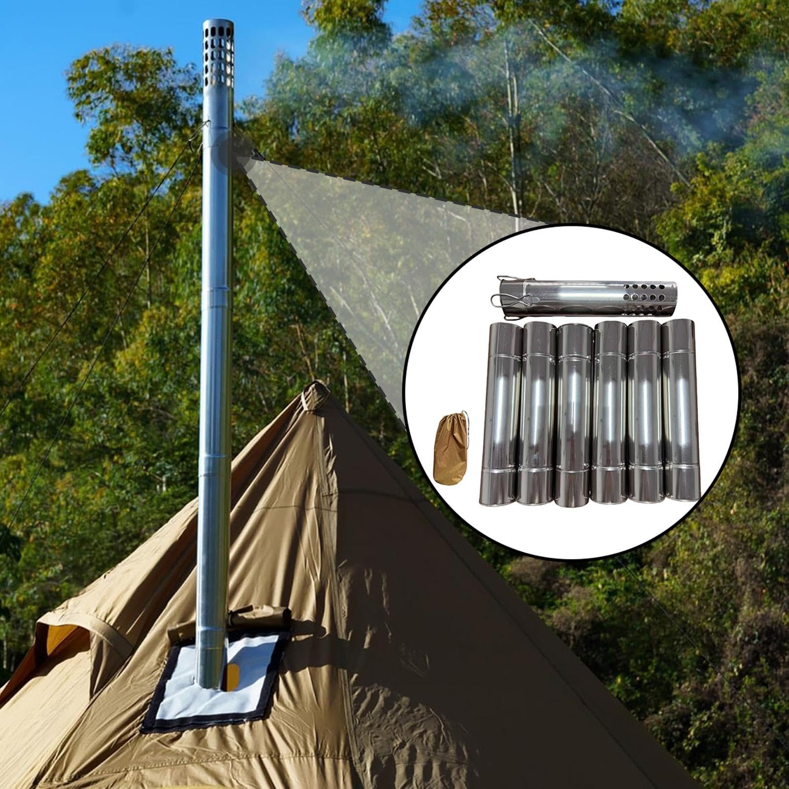 Perfeclan Camping-Ofenrohre, 7-teiliges gerades Verlängerungs-Schornsteinrohr, Zeltofen-Schornsteinrohre für Grill, Eisangeln, Winter