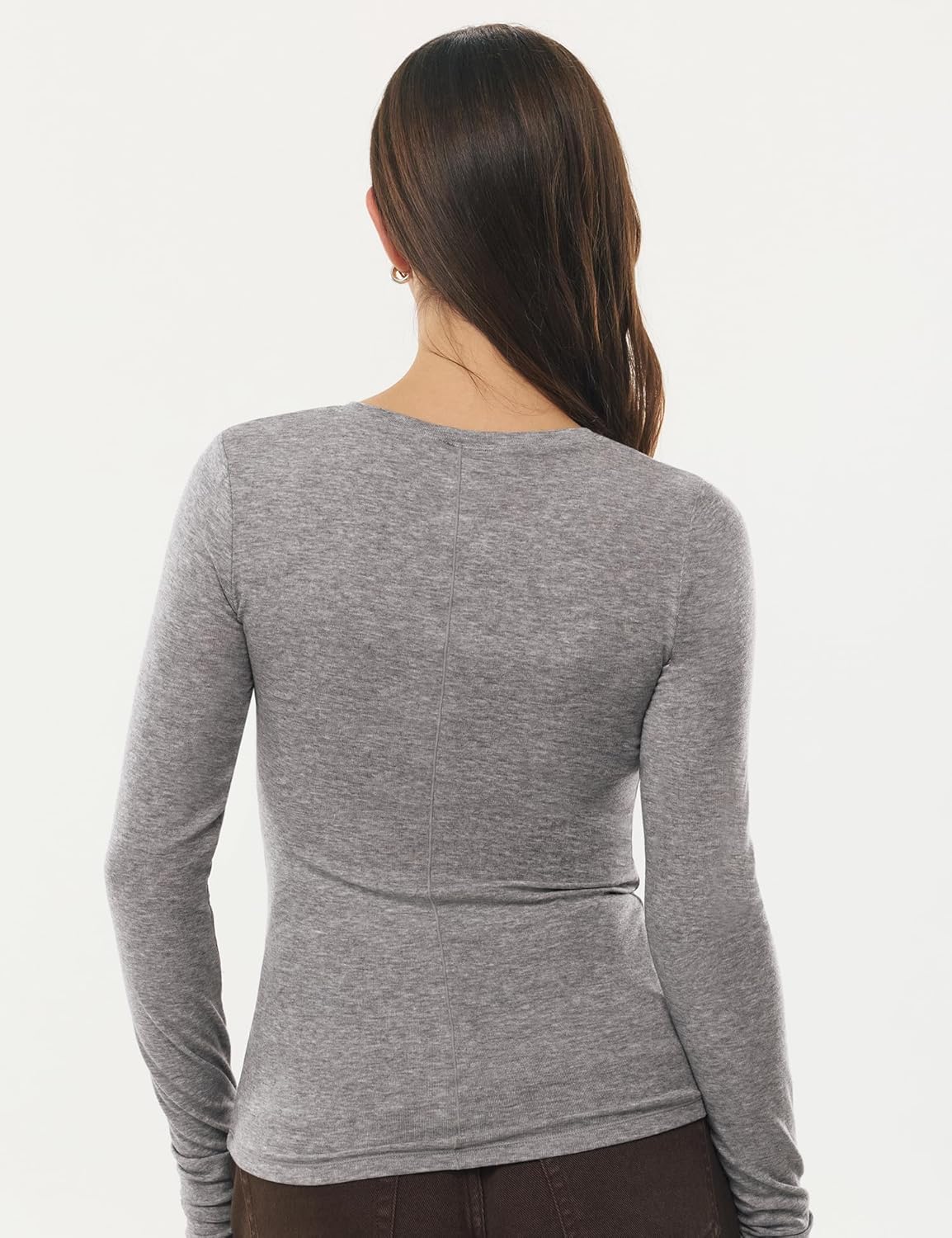 Women's Merino Wool Blend Shirts Long Sleeve Tops Crew Neck Fitted Basic Tee Cozy Embrace Collection - Image 3