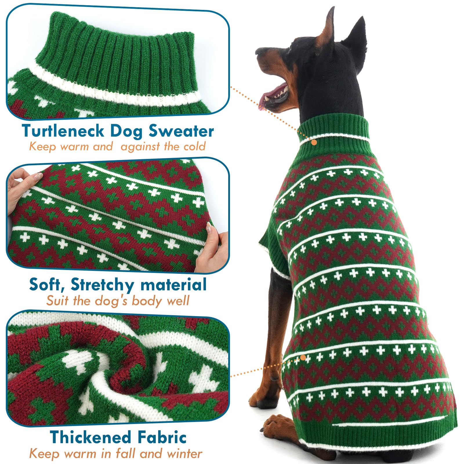 Katzinst Halloween Dog Jumper - Adorable and Attractive Knitted Dog Sweater for Party & Holidays, Green, XXXL - Image 3