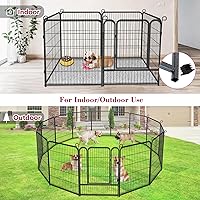 Vista 8 de Corralito para perros, 32 pulgadas, 10 paneles cerca para perros de exterior, corral para perros de interior antióxido, corral para mascotas