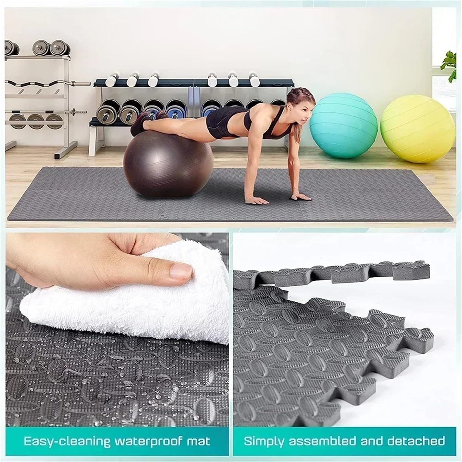 Tappeto Da Fitness A Puzzle Tappetini antiscivolo in piastrelle EVA ad incastro da 4~20 pezzi for palestra domestica