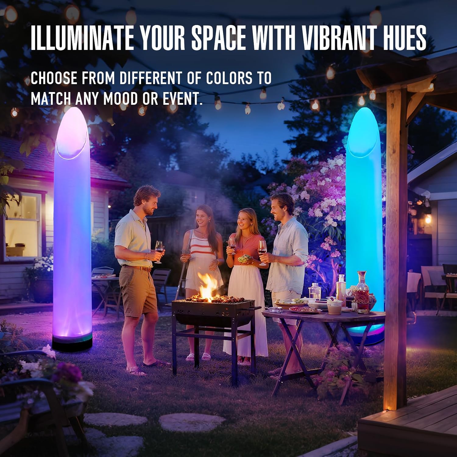 9.8ft x 18inch inflatable color changing columns for advertising, parties,weddings inflatable pillar with stable base,remote-controlled lights (1 piece) cone