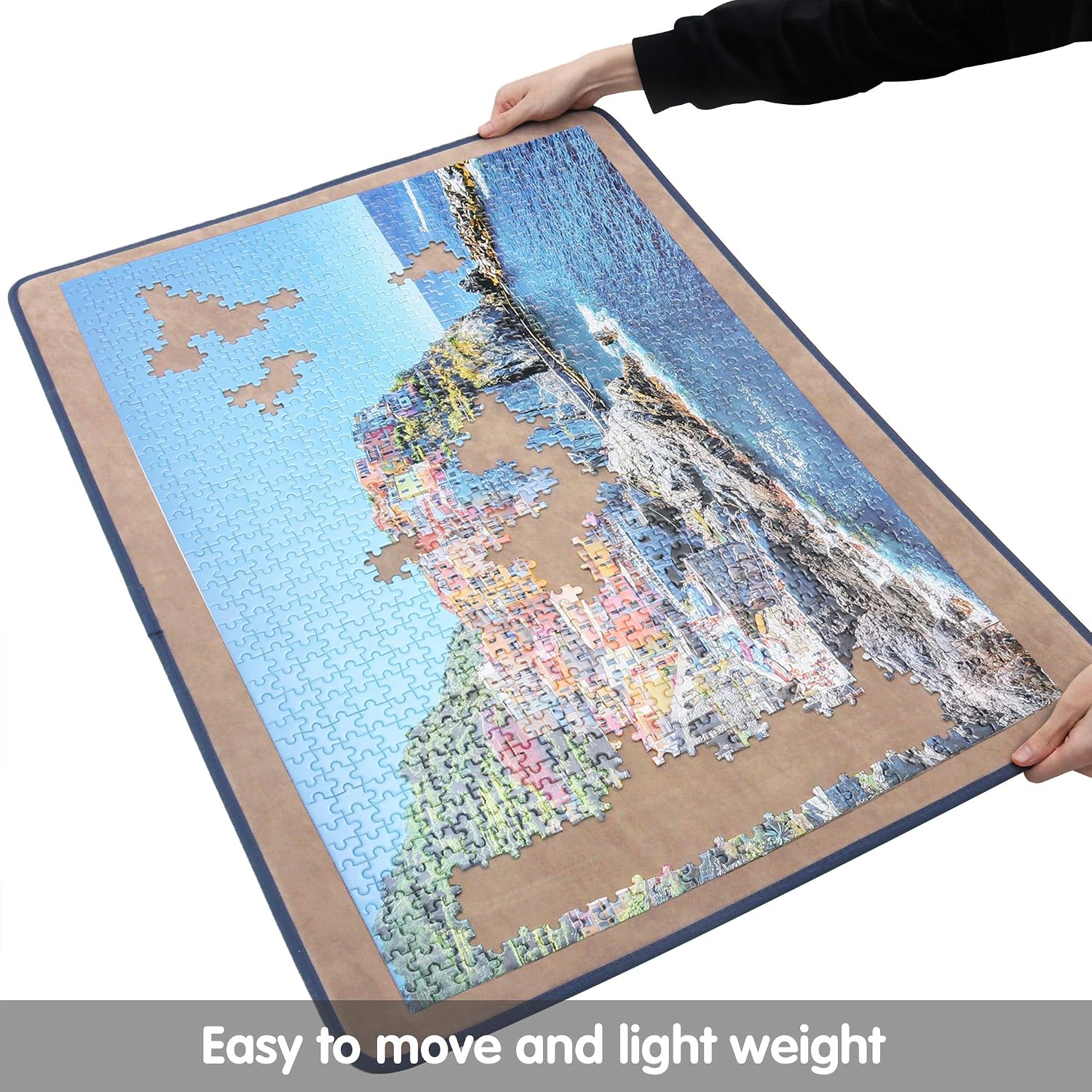 Becko Jigsaw Puzzle Board Portable Puzzle Mat Puzzle Storage Puzzle Saver for Puzzles Up to 1500 Pieces (Khaki)