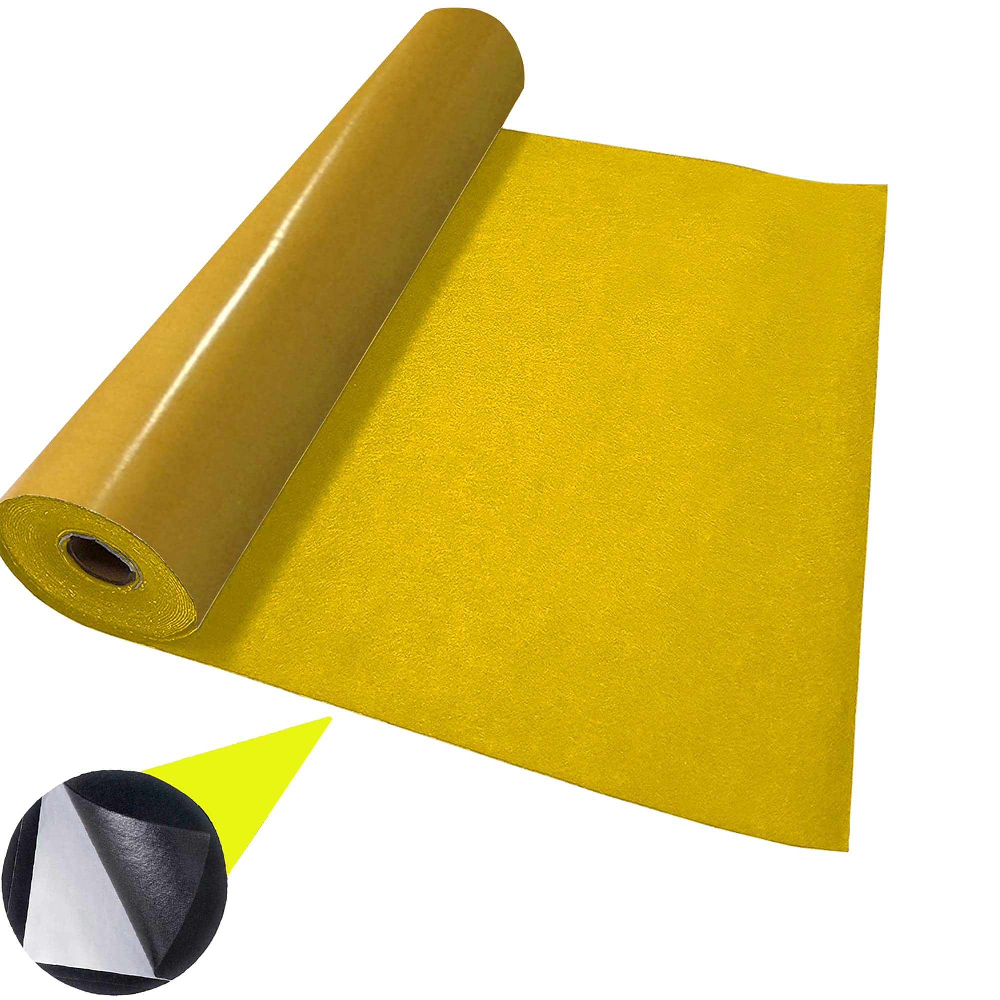 Yellow Adhesive Felt Baize Fabric 100% Acrylic Sticky Back Material for Arts Crafts Sewing Decoration | 100cm x 45cm Wide | Sold by The Metre