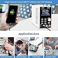 Vista 4 de OWON SPE3051 Fuente de alimentación programable de laboratorio (0-30V 0-5A), fuente de alimentación CC de banco de 150 W con pantalla LCD de 2.8