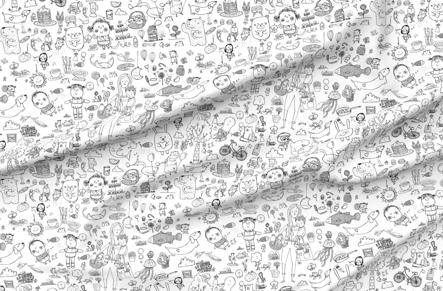 Spoonflower Fabric - Coloring Color Paint Illustration Printed on Minky Fabric by The Yard - Sewing Baby Blankets Quilt Backing Plush