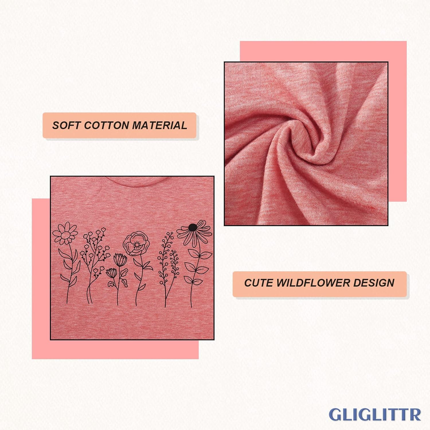 Women's Floral Tee Wildflower Graphic T Shirt Summer Flower Casual Loose Top Crew Neck Short Sleeve Shirts Tees - Image 5