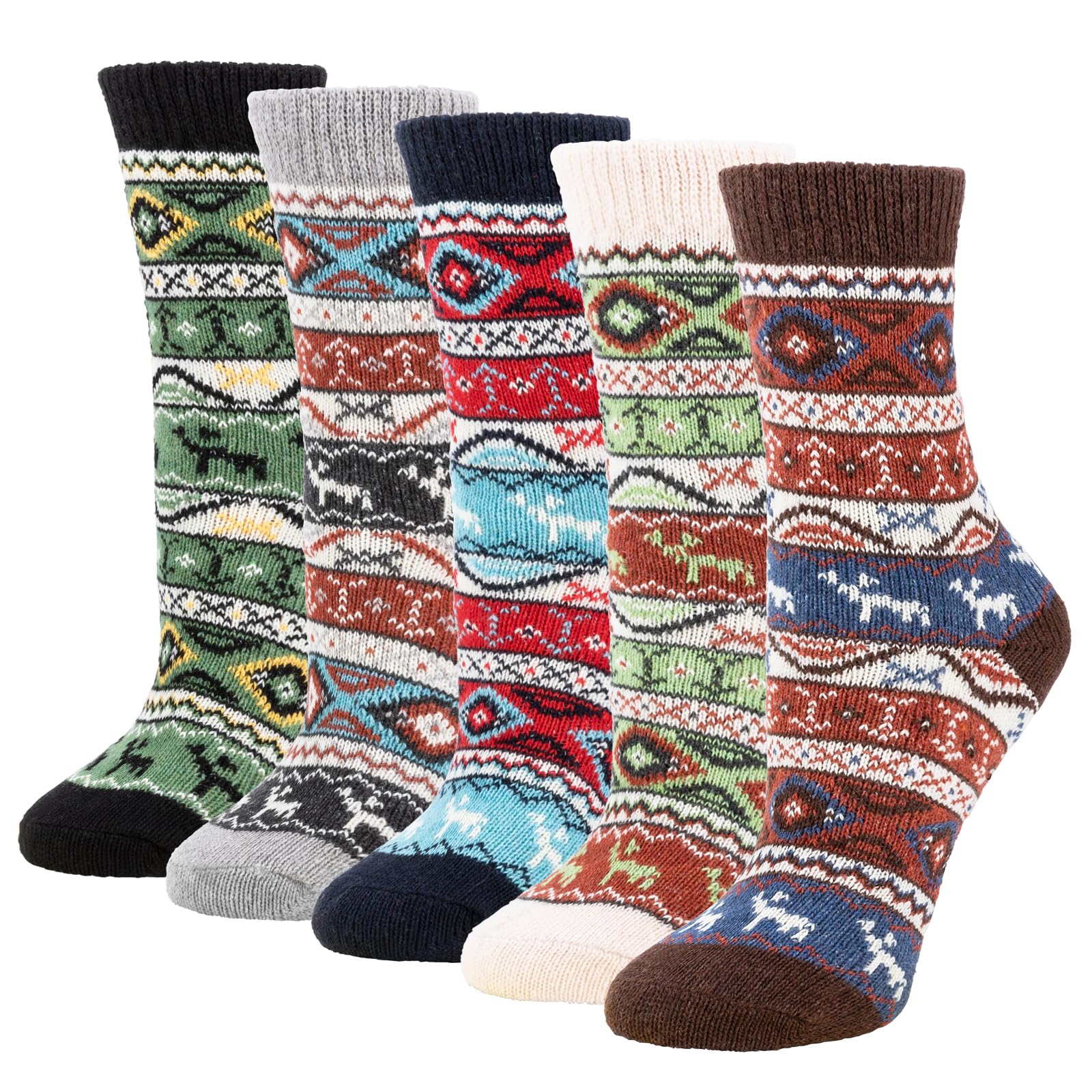 RnCop5 Pairs Women Winter Socks【2023 new style】, Thick Thermal Wool Ladies Warm Comfortable Colourful Socks