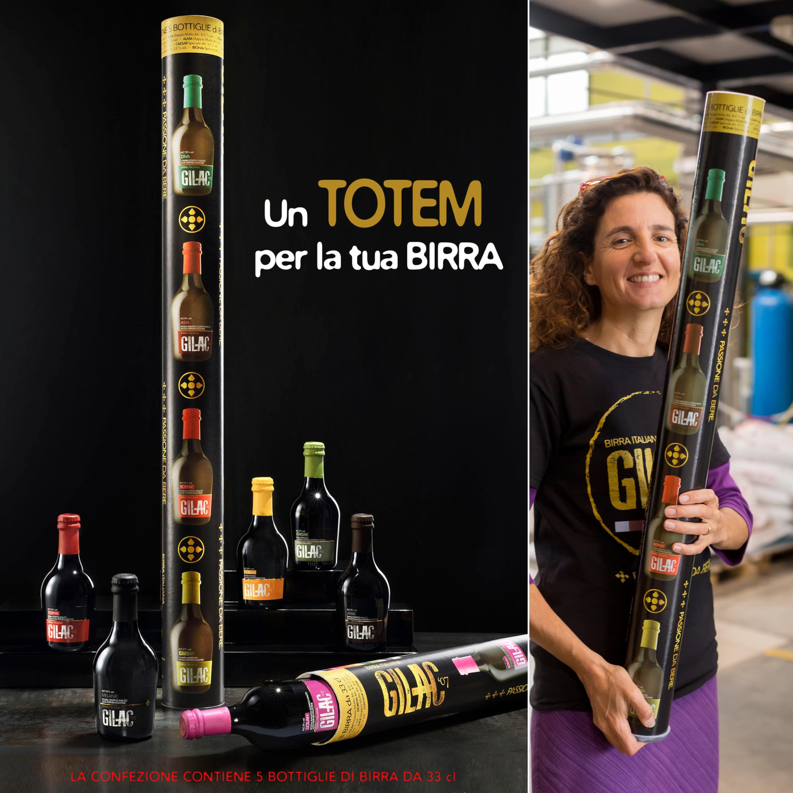 Birre artigianali confezione regalo Totem 5 bottiglie da 33cl, Birra artigianale Italiana di alta qualità, Degustazione birra selezione premium - Idea regalo