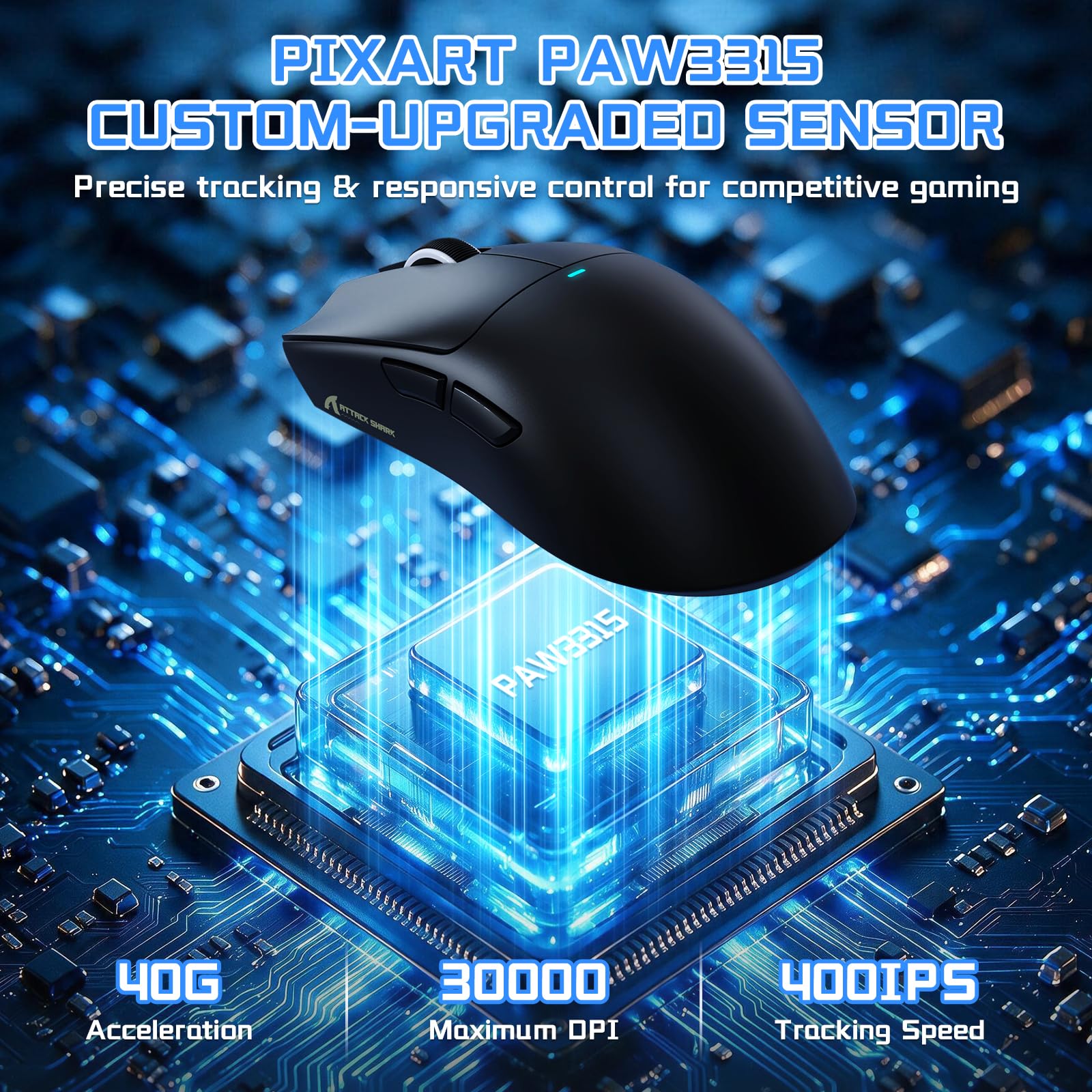 MAMBASNAKE Attack Shark X11 Pro V2 Souris Gaming sans Fil avec Station De Recharge Magnétique À Écran, 66g Ultra-Légère avec Capteur PixArt PAW3315, 30,000 DPI, 1000Hz, 500mAh, for PC/Mac (Noir)