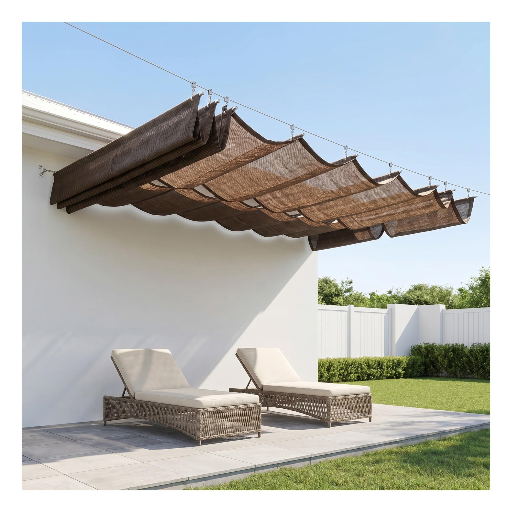 Voile d'ombrage rétractable vague 2x18m bâche solaire pour pergola