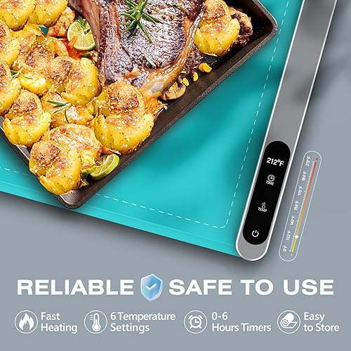 Miniatura 2 de Tapete de calentamiento de alimentos, calentador plegable de grafeno mejorado de superficie completa, materiales de silicona compactos, 6 ajustes de