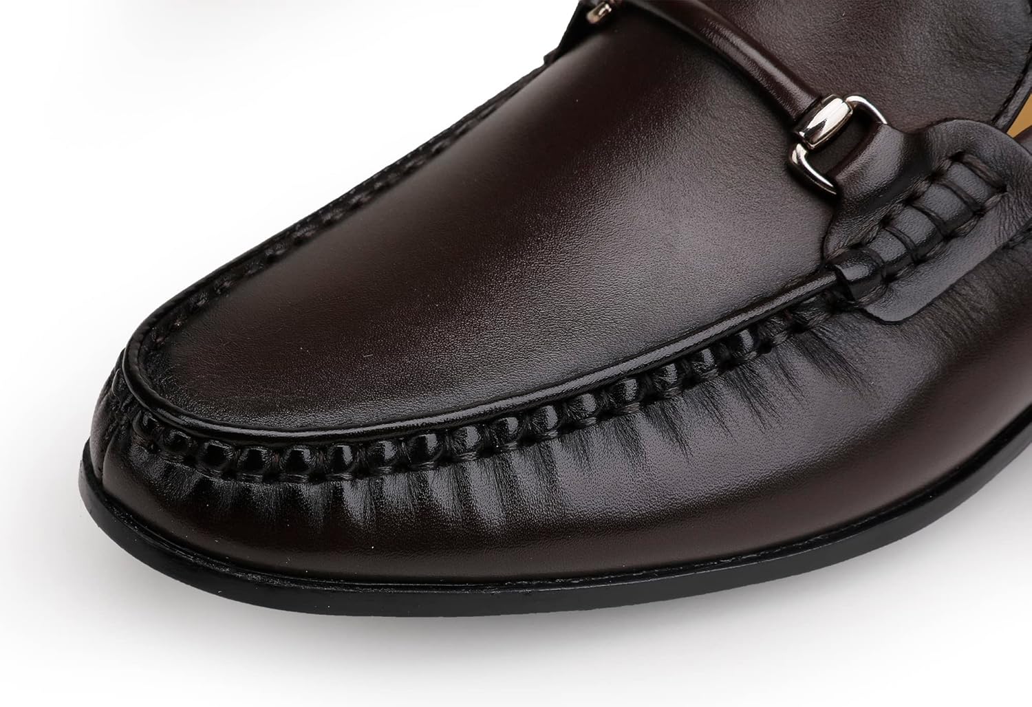 Leather Dress Shoes for Men, Luxury Classic Moc-Toe Penny Shoes Bit Slip-on Loafer for Mens - Image 2