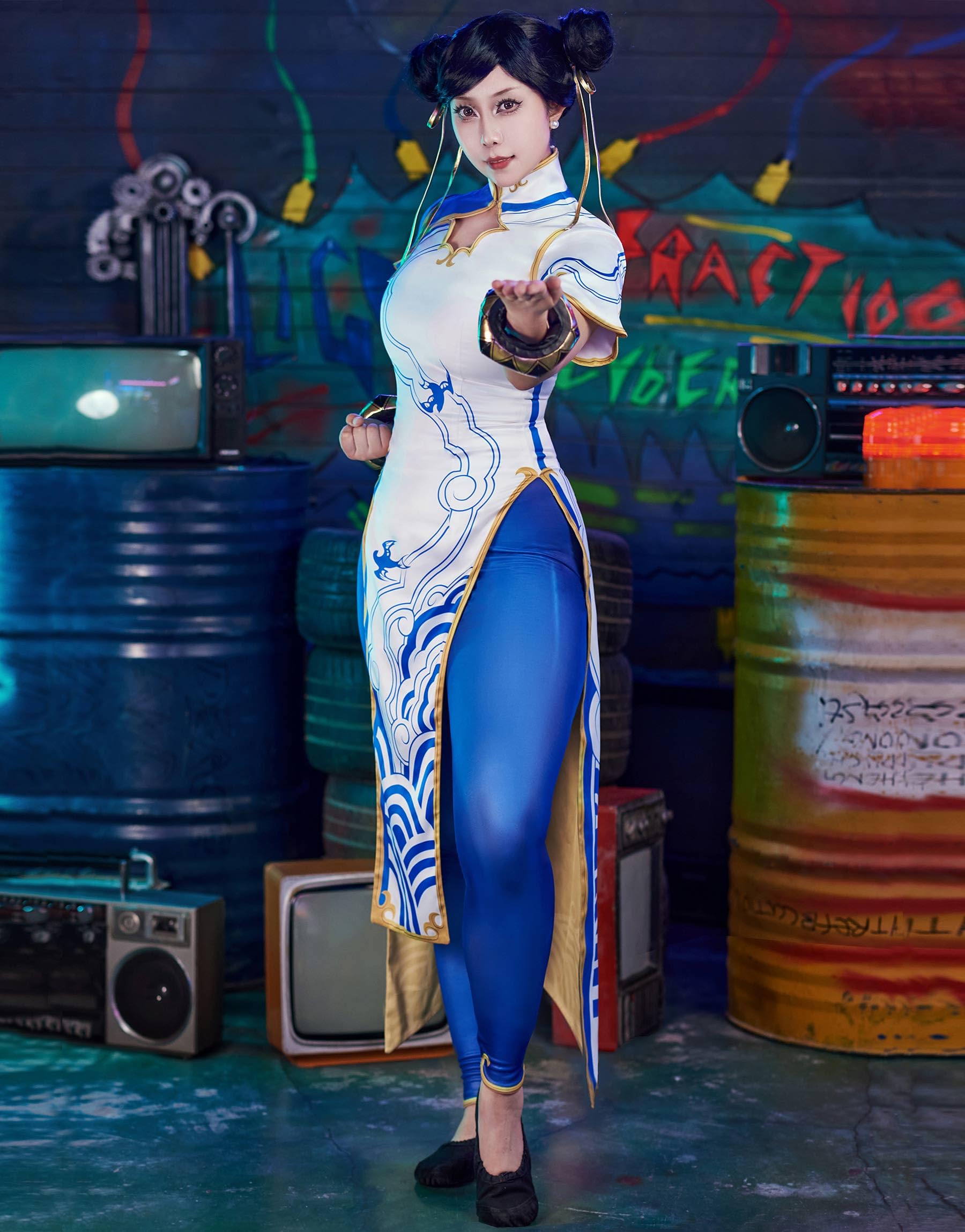 Micotaku Street Fighter 6 Officially Licensed Women's Chun-Li Cosplay Costume Full Set Halloween Costume: Medium