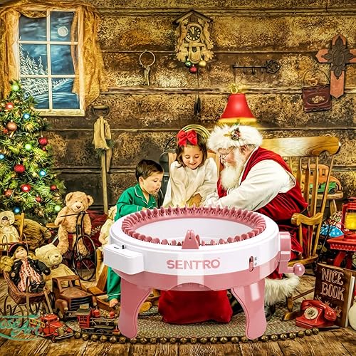 Miniatura 2 de SOBOANT Máquina de tejer, máquina de tejer de 48 agujas, tabla de tejer de bricolaje giratoria doble telar, ganchos de ganchillo, máquina de tejer