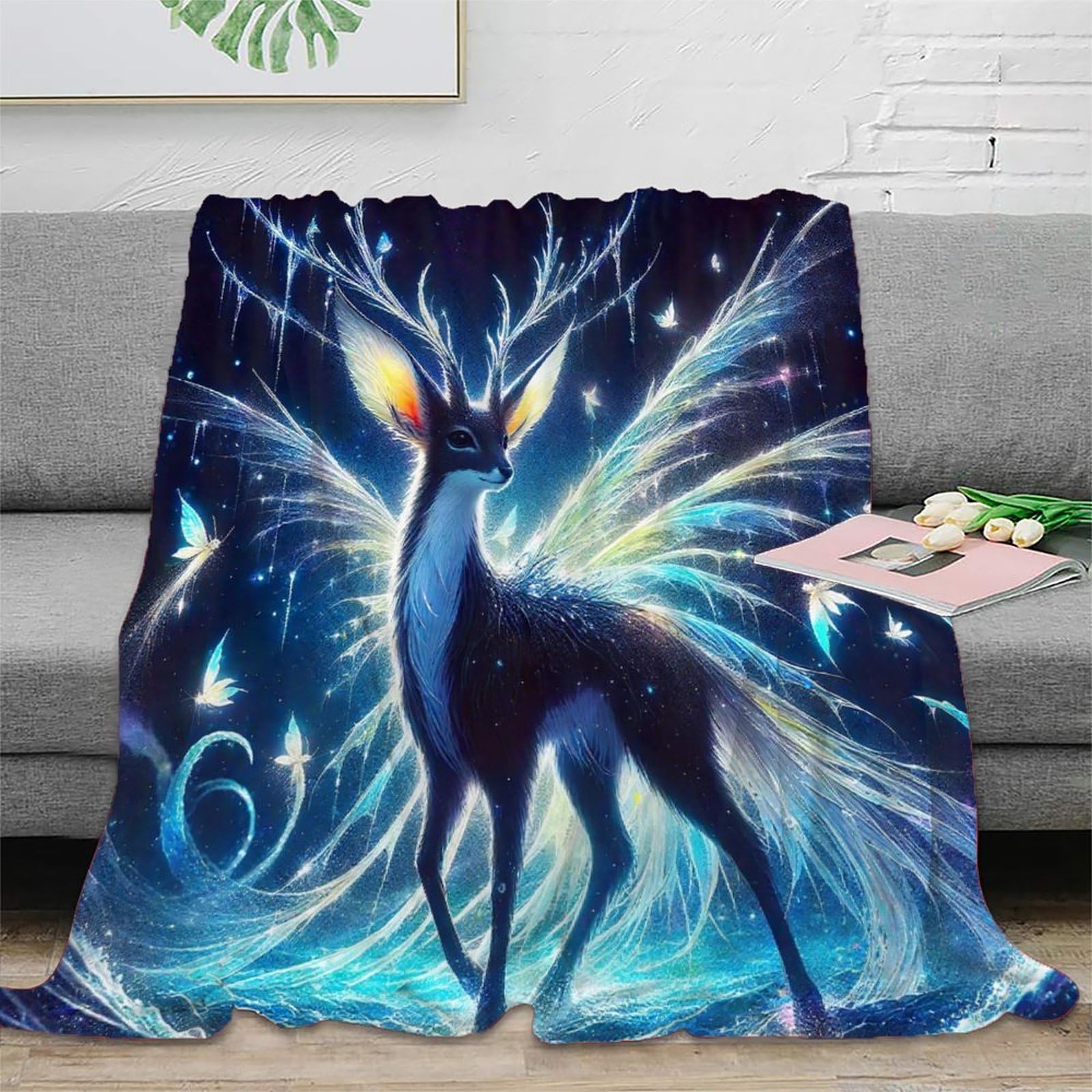 Couverture douillette cerf douce et chaude en microfibre premium lit