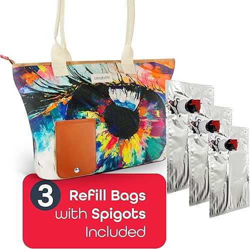 Miniatura 2 de CORK & VINE Bolsa de vino, aislada, a prueba de fugas, con correa de cuerda náutica, incluye 3 bolsas de bebidas de 1.5 litros, Ojo de aceite