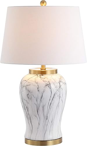 Miniatura 6 de Eyely EYL3053A Riley - Lámpara de mesa LED de mármol de cerámica de 28 pulgadas para sala de lectura, sala de estar, oficina, dormitorio,
