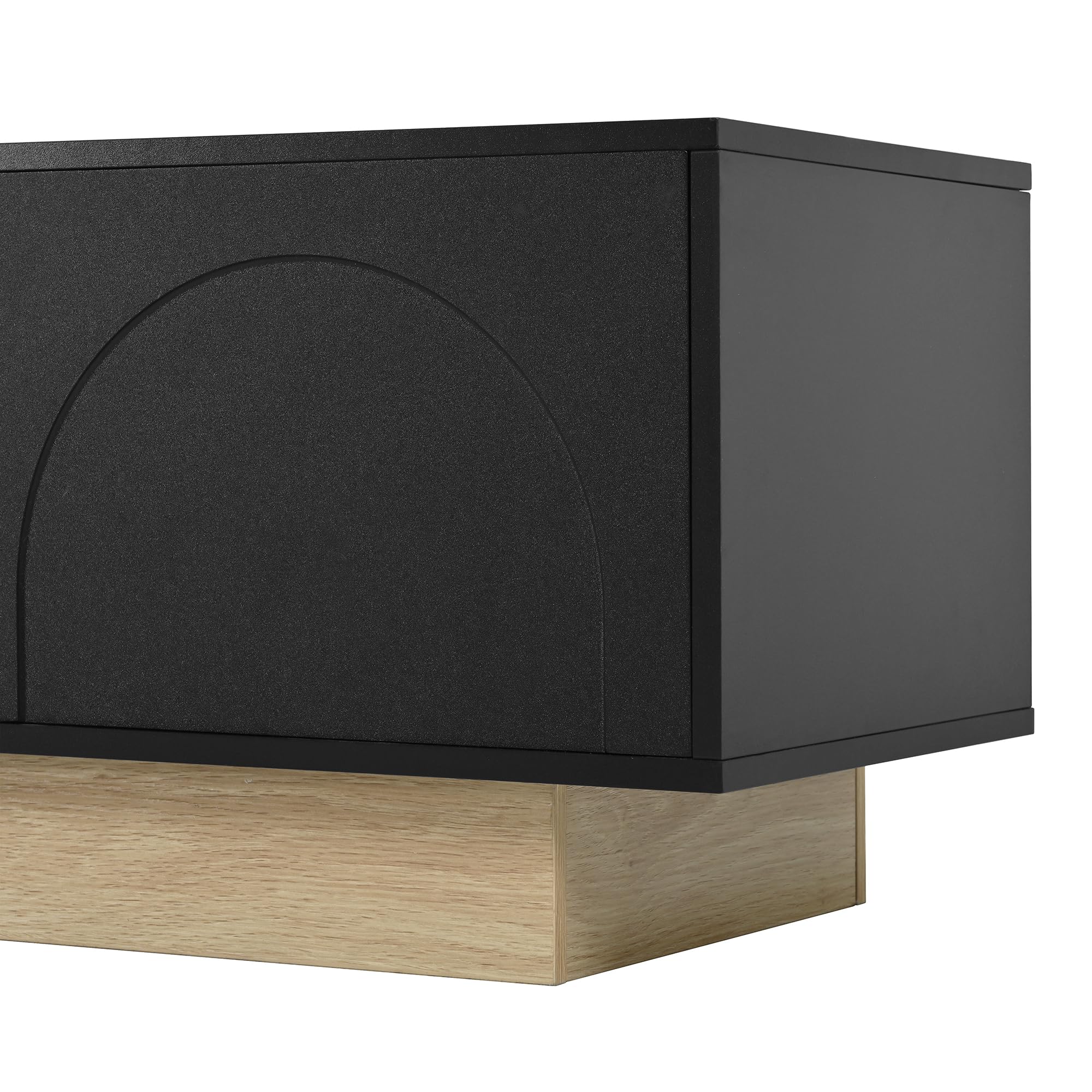 Supporto per TV, design curvo, lunghezza 175 cm, con venature del | Mobile TV con 4 ante per la gestione dei cavi, mobile TV per soggiorno, mobile TV senza maniglia
