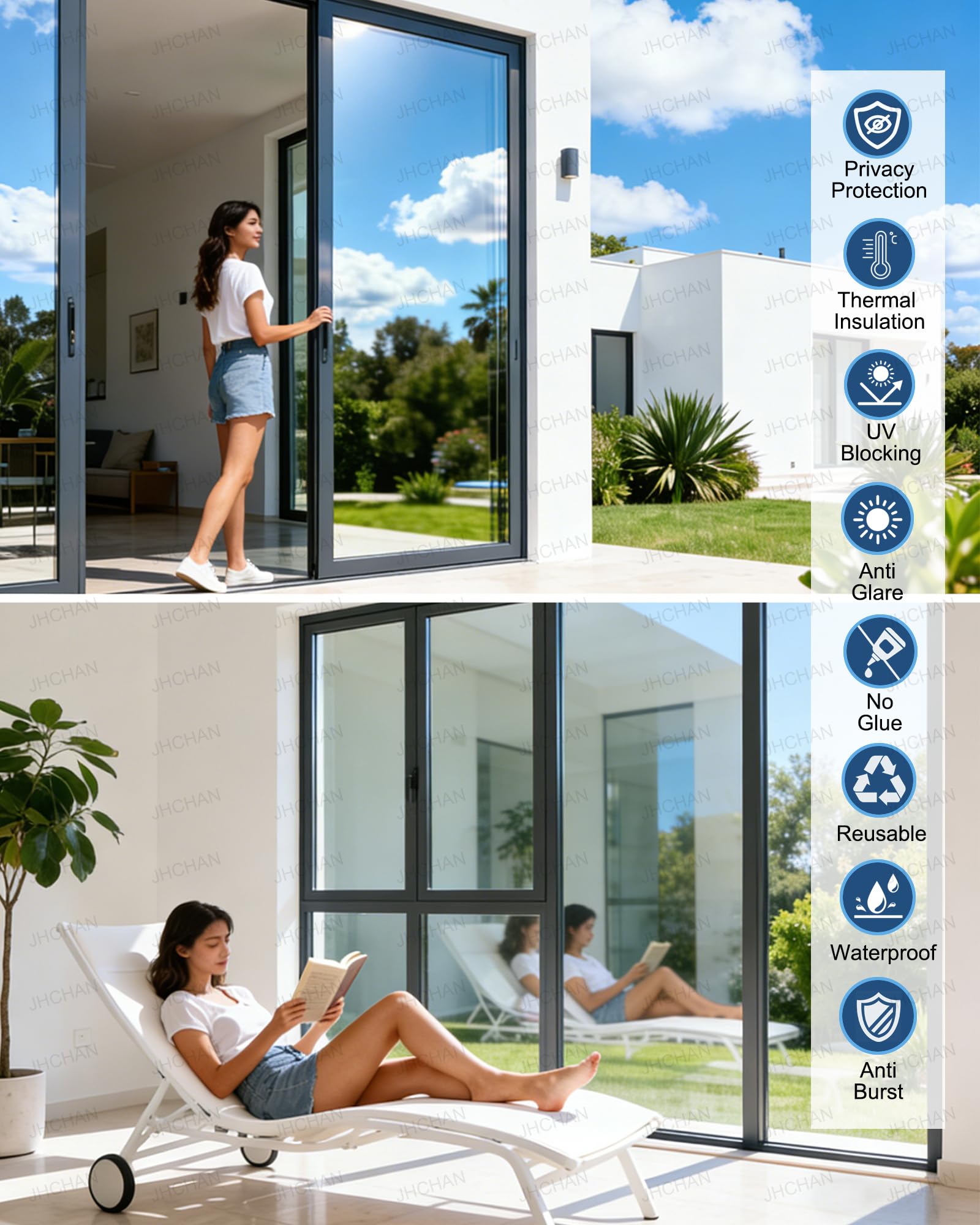 Película adhesiva estática negra para ventana, 25 % VLT (privacidad gris profundo), rollo de 75 cm x 6 m para privacidad, oscurecimiento y control de calor, extraíble y reutilizable, sin pegamento ni