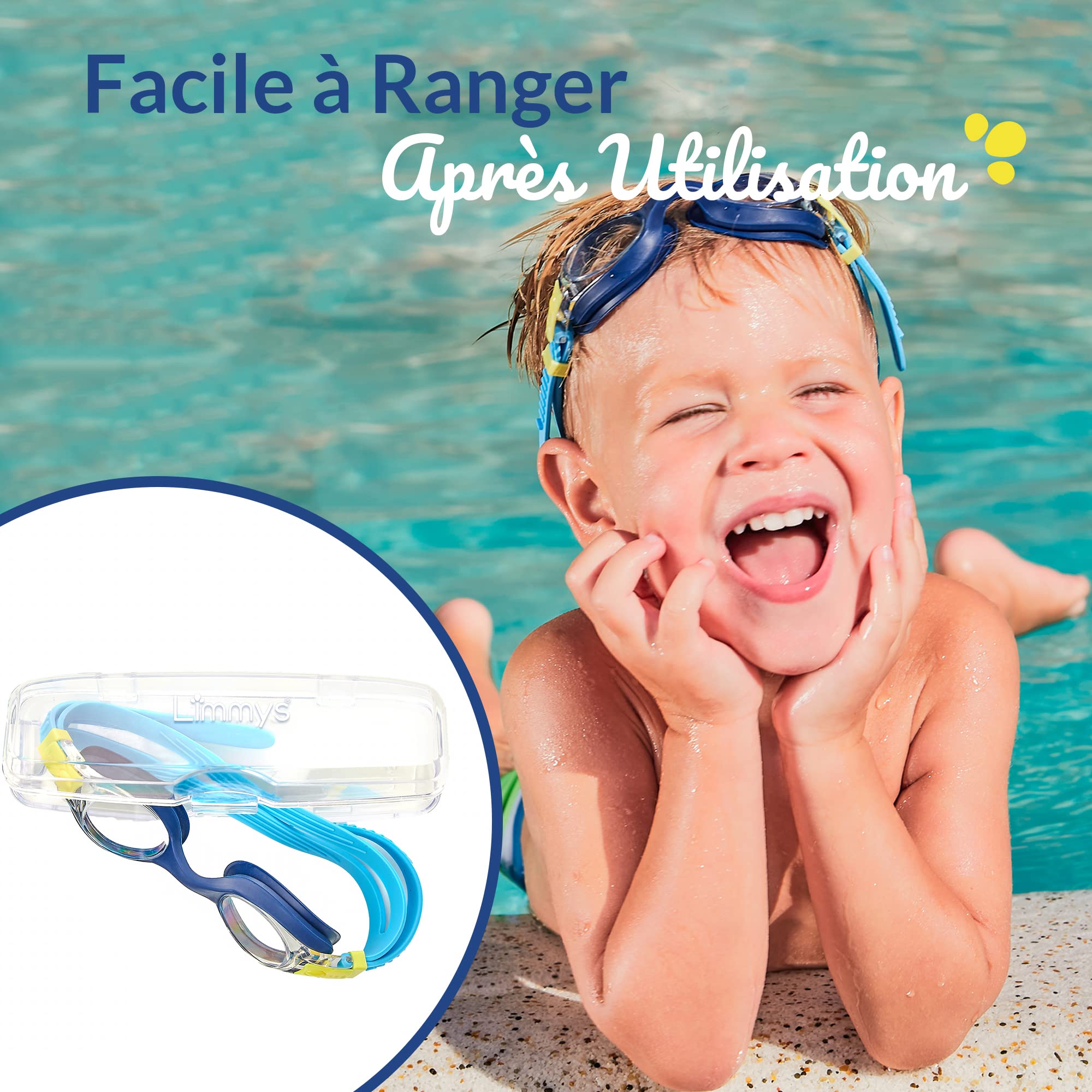 Limmys Lunettes de Natation Enfant 3-12 Ans Anti-Buée UV400 Protection Étanches