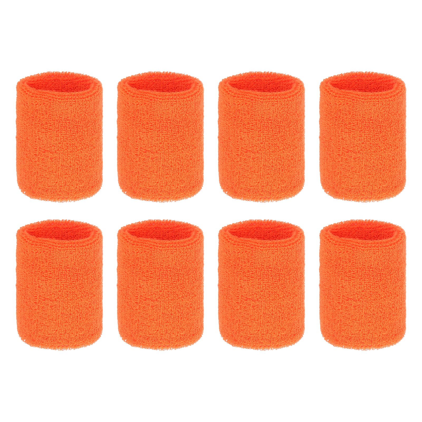 PATIKIL Wrist Sweatbands, 8Pack Sports Wristbands Sweatbands Wrist for Tennis Badminton Basketball Football Orange