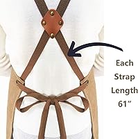 Vista 7 de AFUN Delantales de chef para hombres y mujeres con bolsillos de gran tamaño, lona de algodón de 16 onzas, parte trasera cruzada, delantal de trabajo