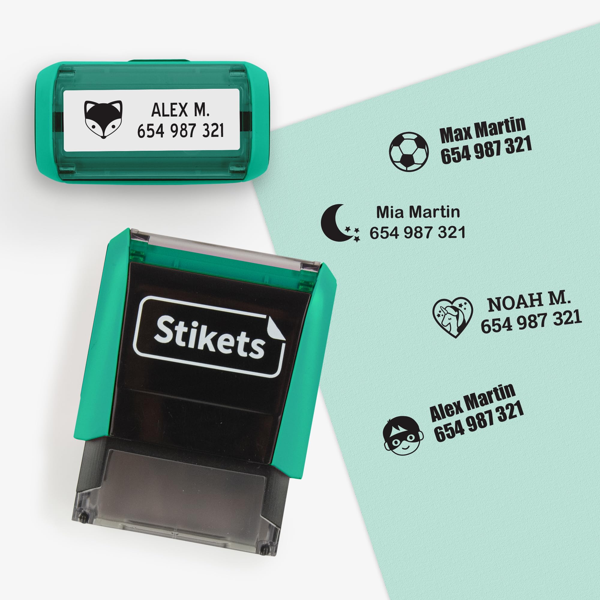 Timbro Personalizzato Per Bambini - Marca Tessuti E Libri Con Nome E Icone - Stikets Colorato - Foto 5