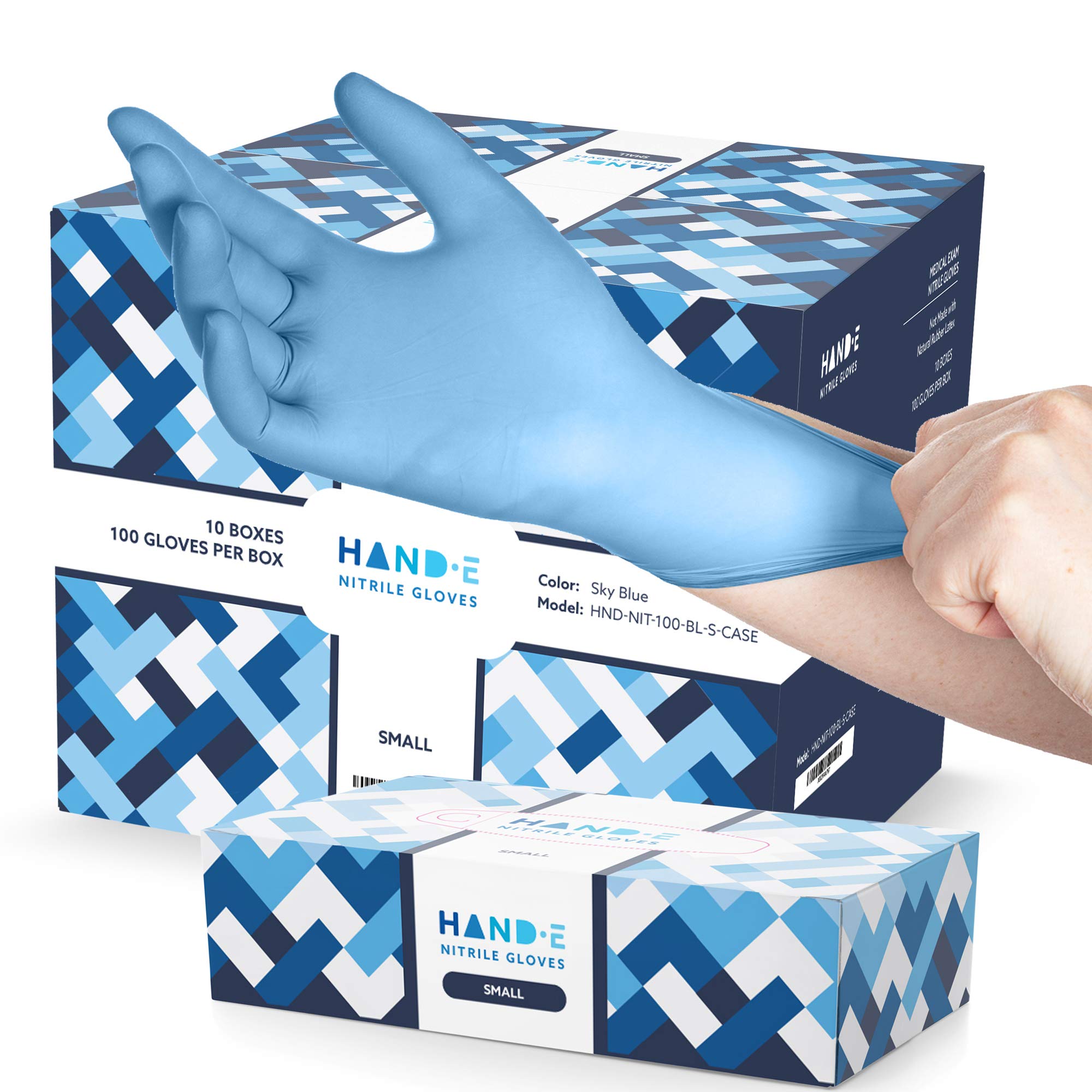 Hand-E Touch Disposable Blue Nitrile Gloves 1000 Count Bulk Case -Latex Free Gloves, Powder Free Medical Exam, Cooking Gloves