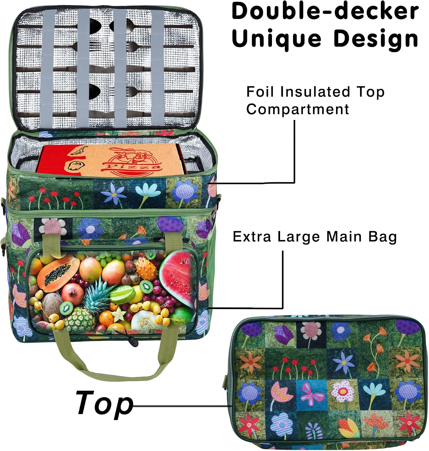 Soft Collapsible Insulated Sided Cooler - 60 Can Large Leakproof Picnic Beach Meal Prep Portable Travel Cooler for Shopping, Kayaking, Road Trips