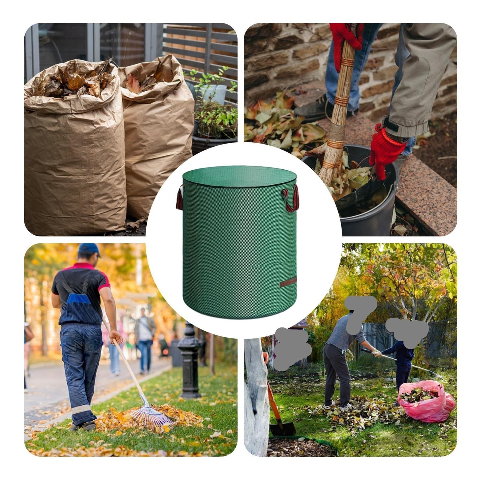 Bolsa de hojas jardín for recoger malas hierbas y residuos césped bolsas limpieza jardines(272L)