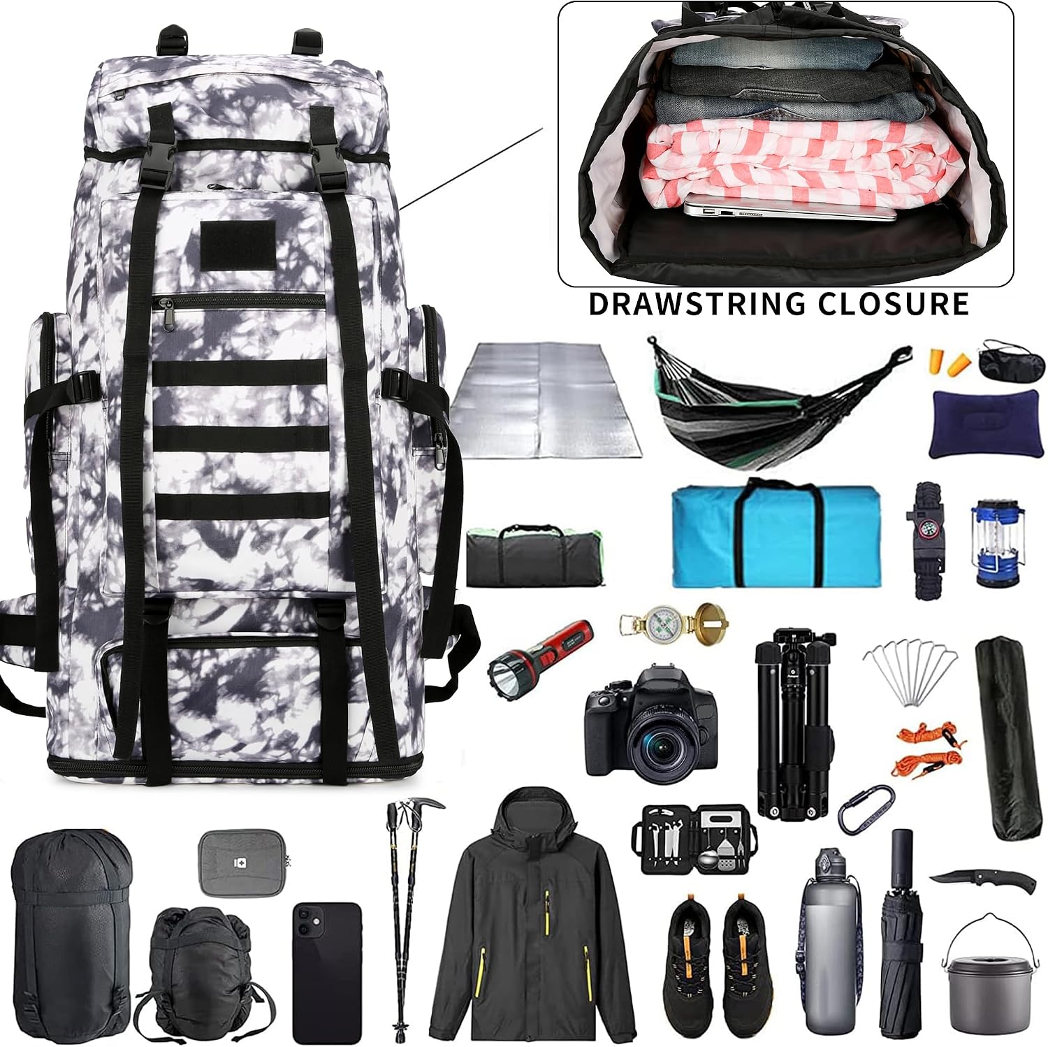 Hiking Backpack for Men 70L/100L Camping Backpack Military Rucksack Molle 3 Days Assault Pack for Climbing image 4
