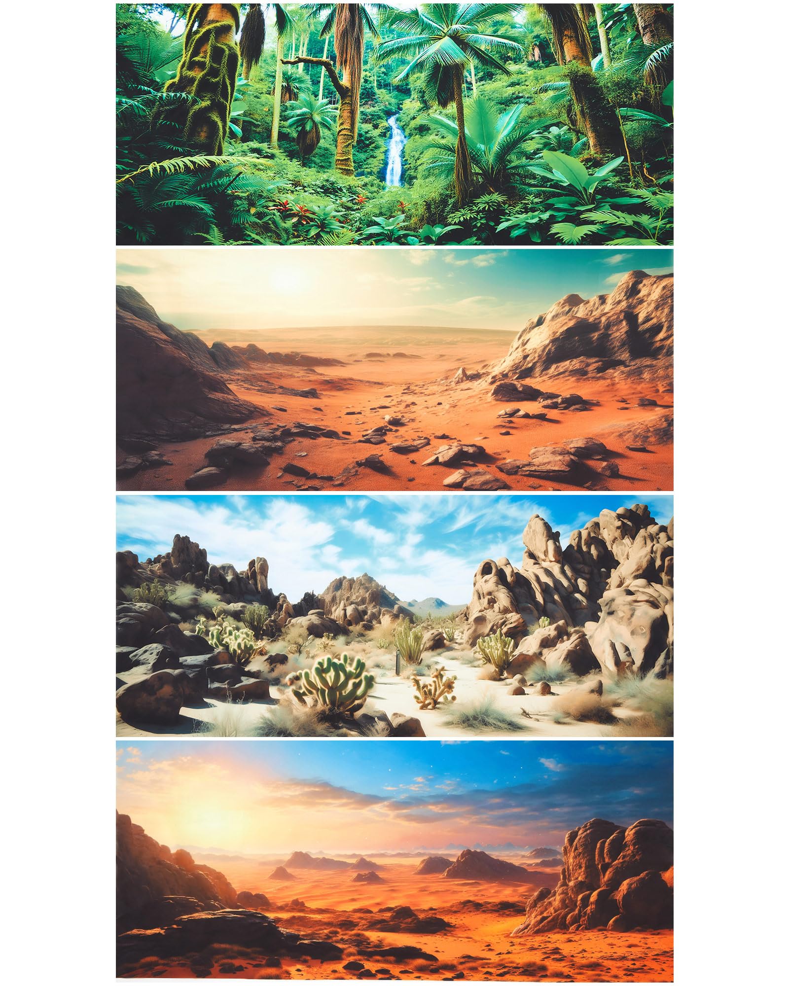 4 Pcs 30 X 11.8 Inch Reptile Habitat Background With Nano Glue Gobi Sun Cactus Stone And Green Tree Fern Stream Terrarium Background Polyester Durable Aquarium Accessories Xianliyingshangmaodianpu P 155681660