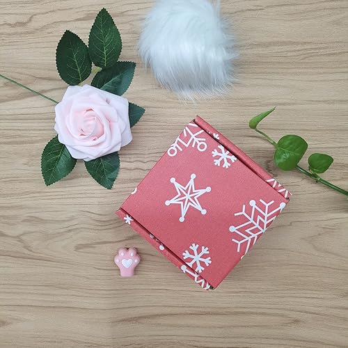 Miniatura 5 de Cajas pequeñas de cartón reciclable verde para envío, embalaje, regalos para manualidades (rojo y blanco, 4 x 4 x 2 pulgadas)