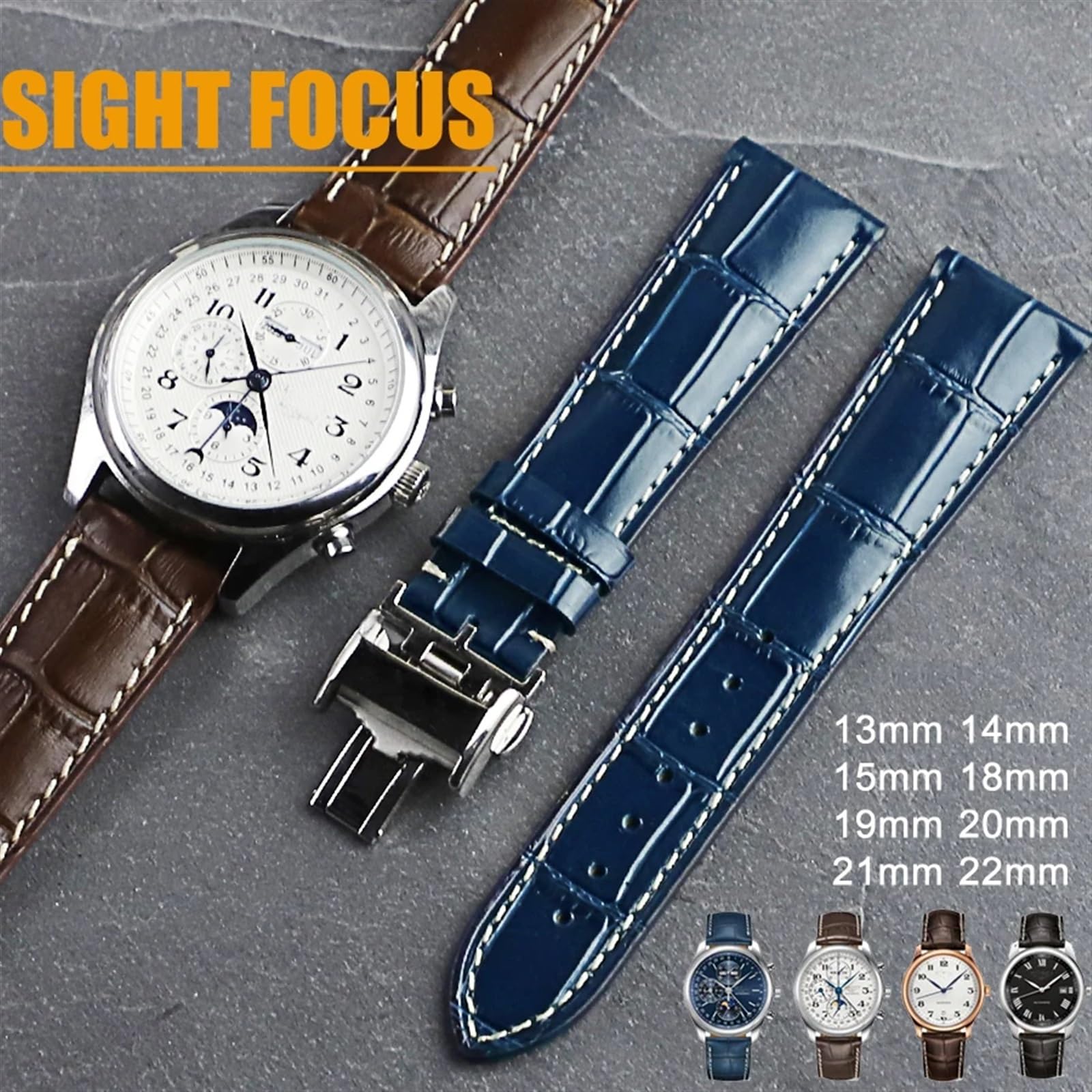 Correas de reloj de cuero de vaca para Longines L2 L4 Master Collection Flagship Evidenza Correa de reloj Pulsera de piel de becerro L2.628.673