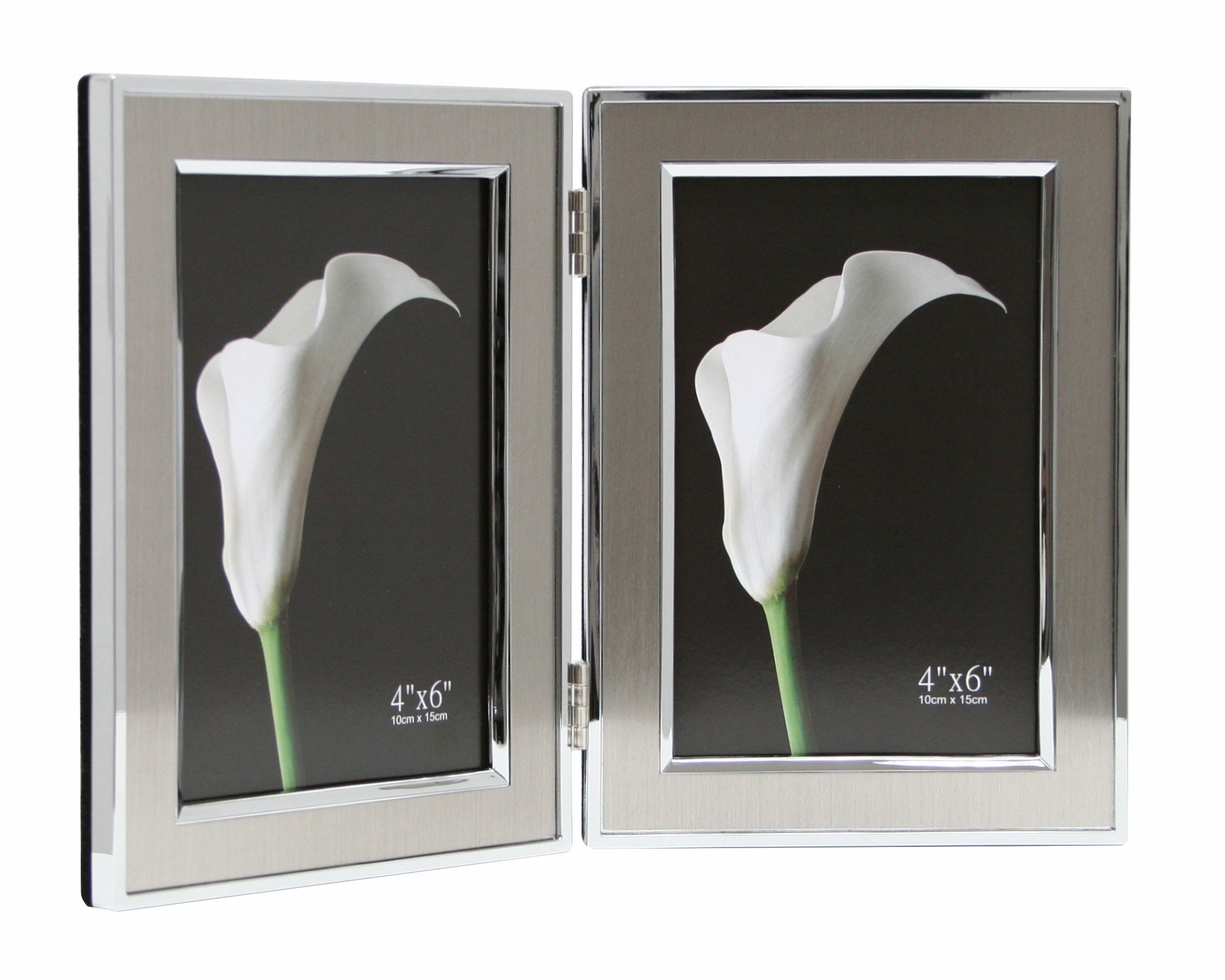 Cadre photo diptyque Deknudt Frames horizontal en métal gris mat à offrir pour un anniversaire