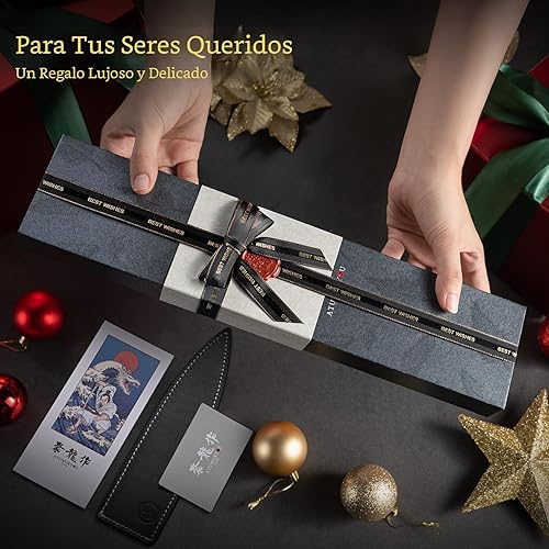 Miniatura 8 de Cuchillo de chef japonés, cuchillo de cocina de damasco de 8 pulgadas con núcleo de acero VG10, cuchillos de cocina profesionales forjados negros