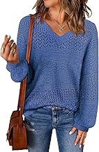 MixShe Womens Knit Sweaters 2026 Fall V Neck Long Sleeve Pullover Casual Loose Tops