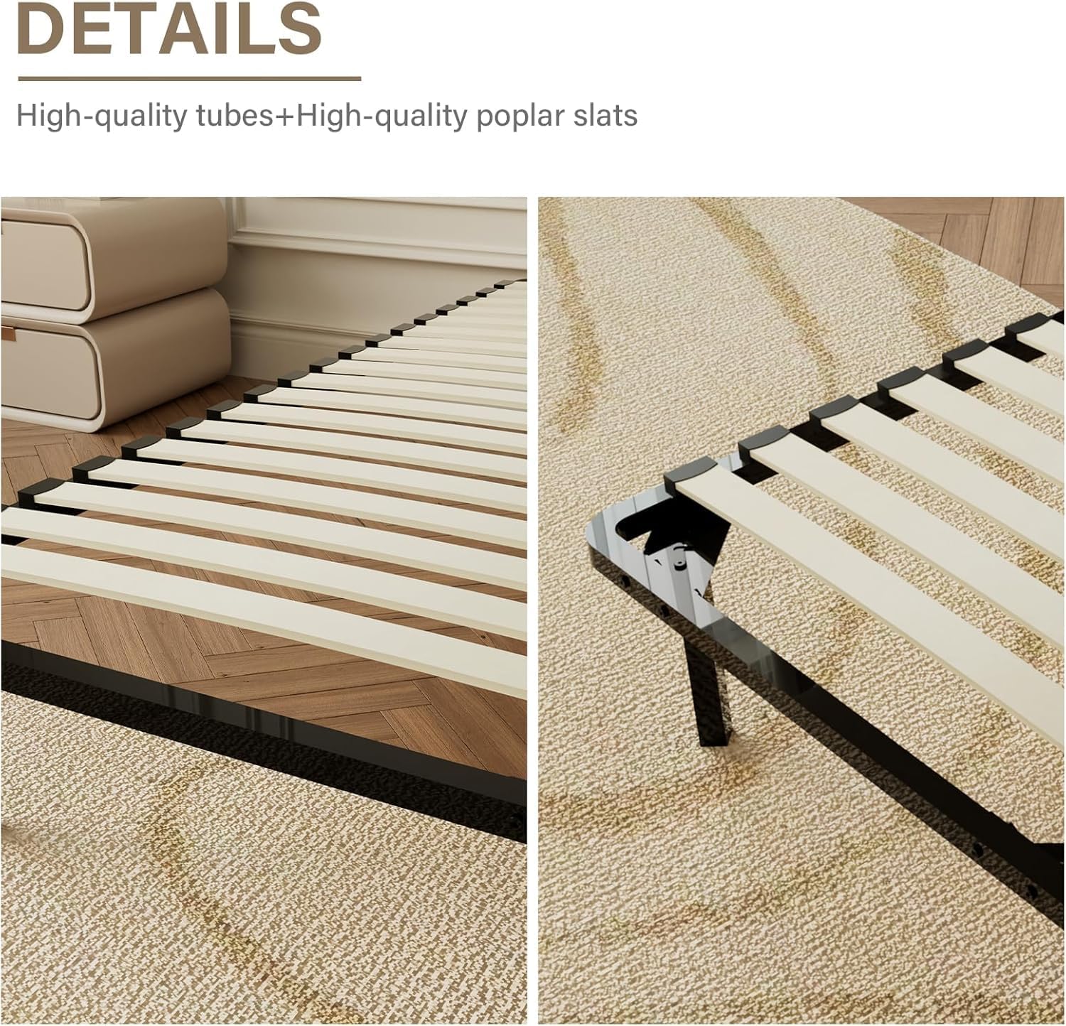 TEENO Ensemble Composè:Matelas a Memoire de Forme Matelas+Sommier à Lattes sur Pieds-4 Pieds Inclus(Ensemble 90x190, 22)
