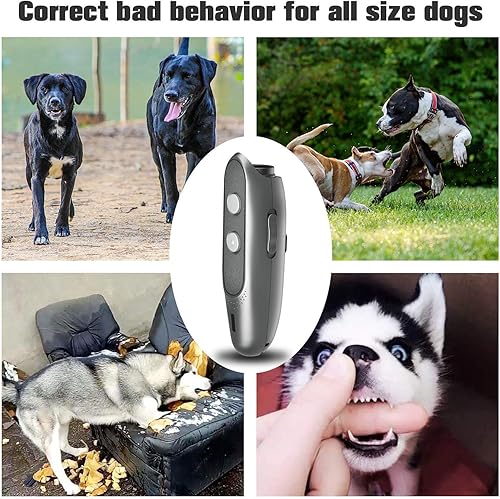 Miniatura 6 de Dispositivos disuasorios de ladridos para perros, recargable, ultrasónico, disuasorio de ladridos de 3 frecuencias, dispositivos de control de
