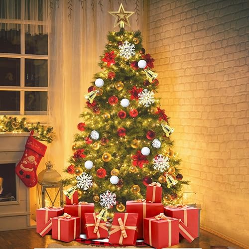 Miniatura 6 de Árbol de Navidad artificial de alta calidad de 5 pies con 43 decoraciones de árbol de Navidad, patas resistentes y base plegable, fácil de montar