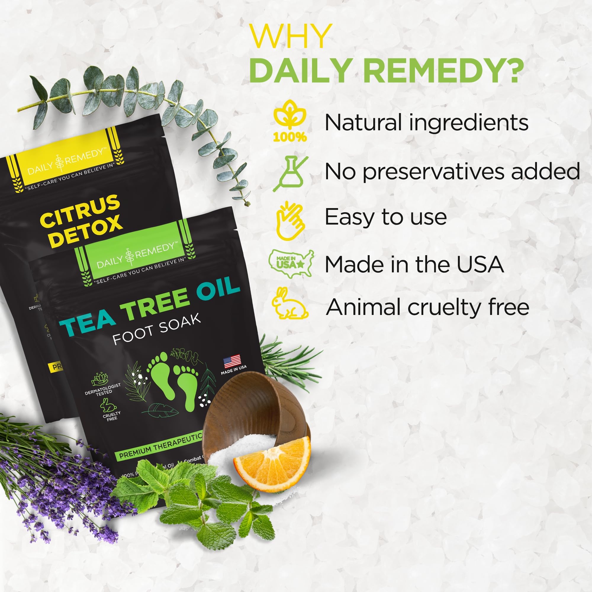 DAILY REMEDY Tea Tree Oil & Citrus Foot Soak Set with Natural Salts
