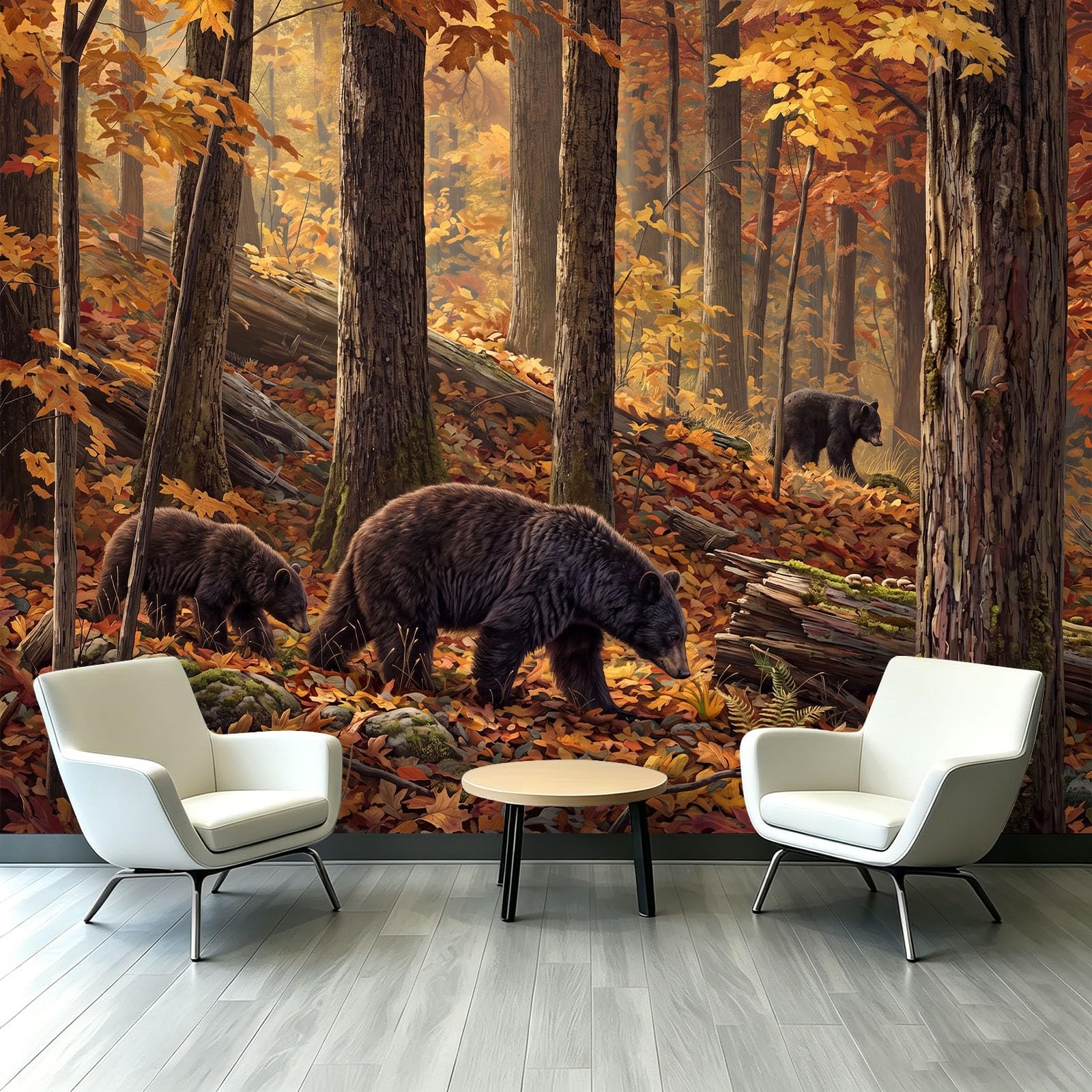 Carta da parati fotografica in tessuto non tessuto, natura, paesaggio, animali, foresta, orso, per soggiorno, camera da letto, carta da parati moderna effetto 3D, decorazione da parete, 300 x 210 cm