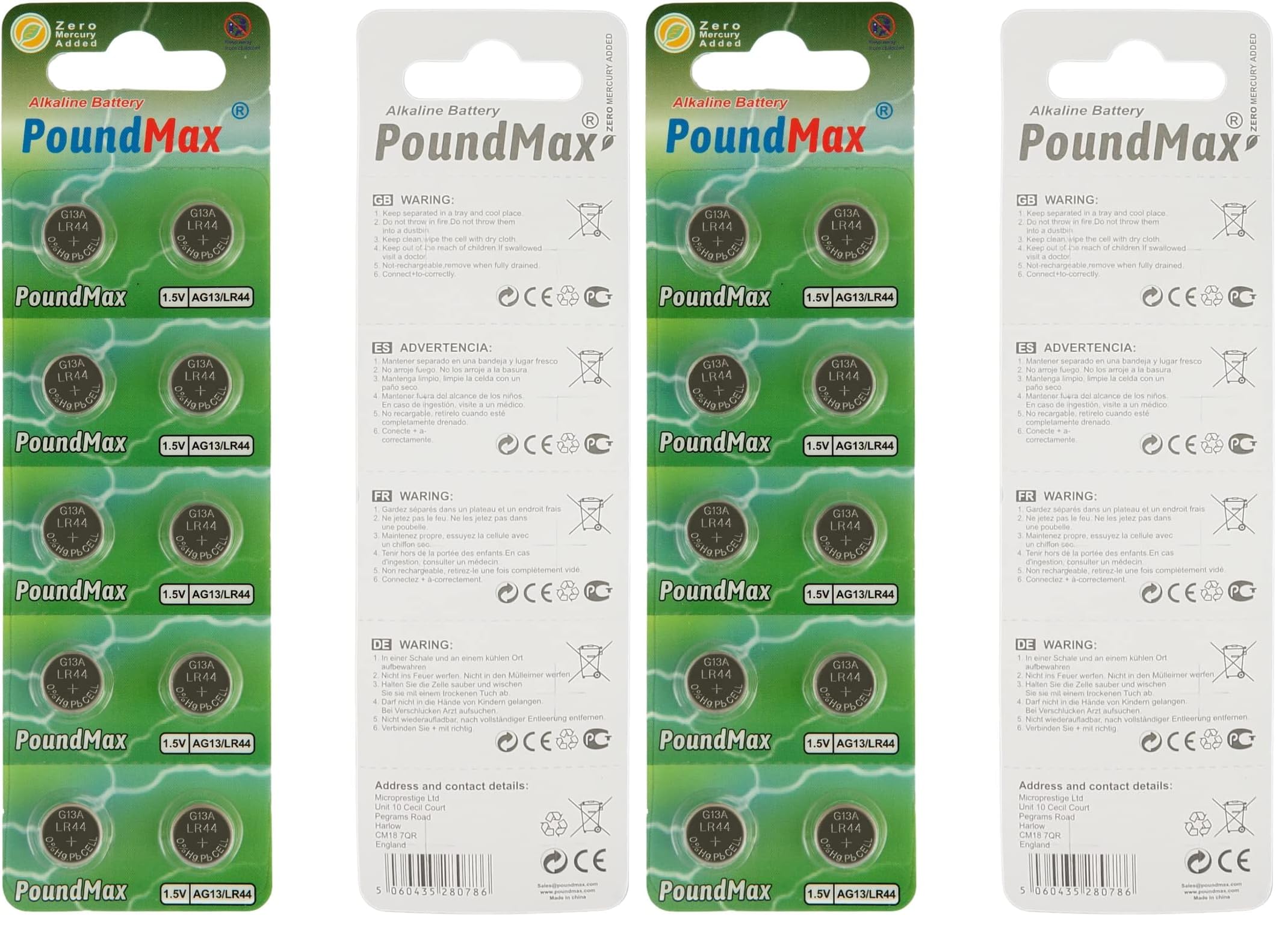 10 x AG13 LR44 1.5 V Alkaline Button Cell Battery by PoundMax — view 8